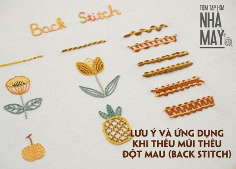 Lưu ý và Ứng dụng khi thêu mũi thêu Đột mau (Back Stitch)