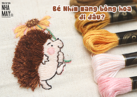 Tạo hình bằng mũi Turkey stitch và thêu bé Nhím ngộ nghĩnh (có mẫu in)