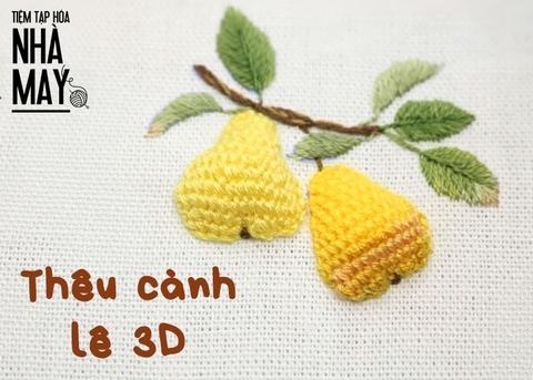 Hướng dẫn thêu cành lê 3D với mũi thêu detached buttonhole stitch (có mẫu in)