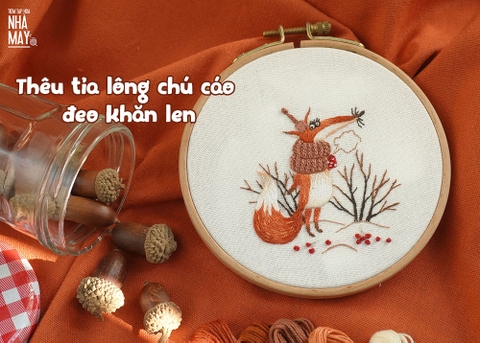 Cách thêu tỉa lông chú cáo đeo khăn len (có mẫu in)