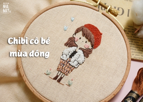 Hướng dẫn thêu chibi cô bé mùa đông dễ thương (có mẫu in)