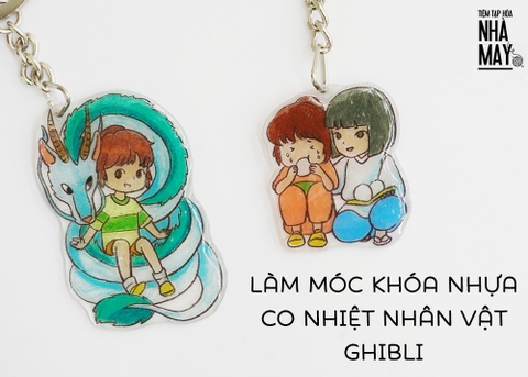 Làm móc khóa nhựa co nhiệt nhân vật hoạt hình Ghibli (có mẫu in)