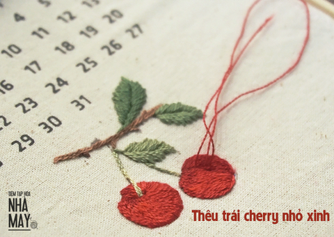 Hướng dẫn thêu chùm cherry nhỏ xinh (có mẫu in)