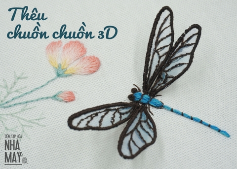 Hướng dẫn thêu chú chuồn chuồn 3D (có mẫu in)
