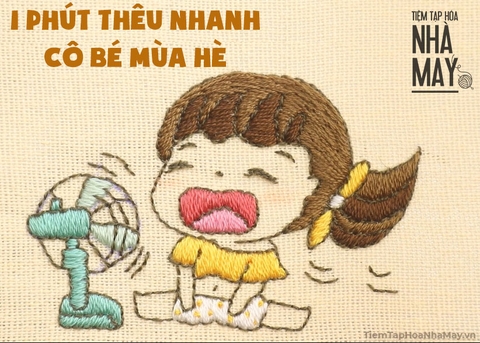 1 phút thêu nhanh cô bé mùa hè (có mẫu in)
