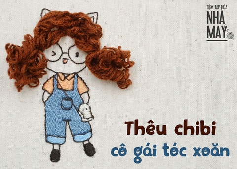 Thêu chibi cô gái tóc xoăn siêu dễ (có mẫu in)