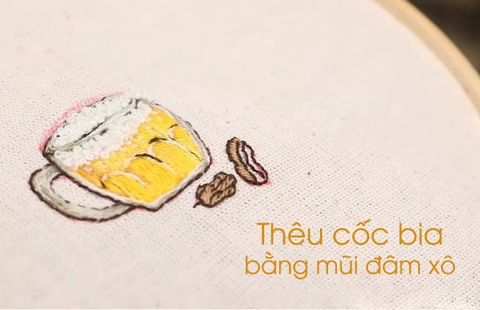 Thêu tay cơ bản: Thêu cốc bia bằng mũi đâm xô