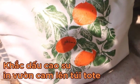 Ứng dụng khắc dấu cao su in cả vườn cam lên túi tote