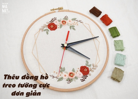 Thêu chiếc đồng hồ treo tường cực đơn giản (có mẫu in)