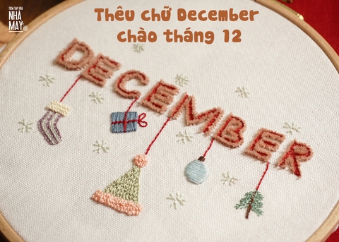 Thêu chữ December chào tháng 12 (có mẫu in)