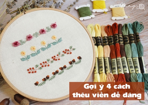 Gợi ý 4 cách thêu viền dễ dàng với mẫu hoa và quả cơ bản (có mẫu in)