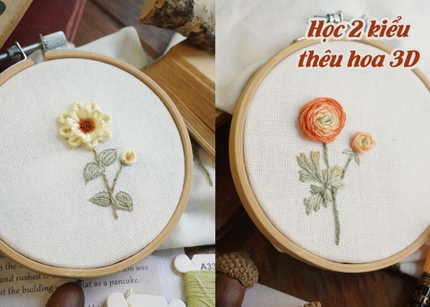 Học 2 kiểu thêu hoa 3D đơn giản trong chưa đầy 10 phút (có mẫu in)