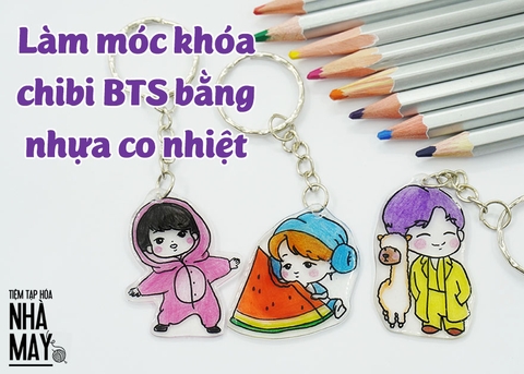 Làm móc khóa chibi BTS siêu nhanh bằng bộ dụng cụ nhựa co nhiệt (có mẫu in)