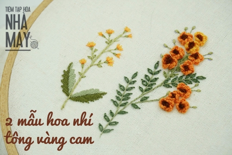 2 mẫu hoa nhí tông vàng cam (có mẫu in)
