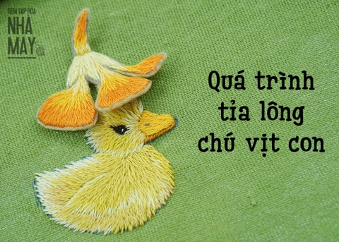 Quá trình thêu tỉa lông chú vịt con (có mẫu in)