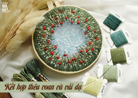 Kết hợp thêu voan và vải dạ (có mẫu in)