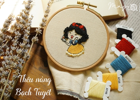 Thêu nàng Bạch Tuyết đơn giản (có mẫu in)