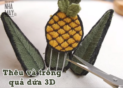 Thêu và trồng quả dứa 3D