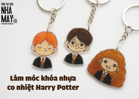 Làm móc khóa nhựa co nhiệt nhân vật Harry Potter (có mẫu in)