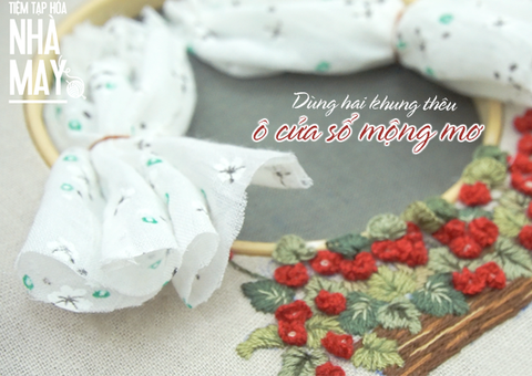 Hướng dẫn lồng hai khung thêu ô cửa sổ mộng mơ (có mẫu in)