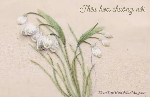 Thêu hoa chuông nổi cho người mới bắt đầu (có mẫu in)