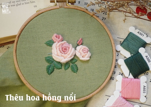 Thêm cách mới để thêu hoa hồng nổi xinh xắn (có mẫu in)