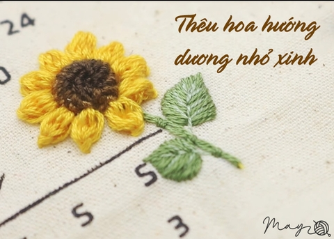 Thêu hoa hướng dương nhỏ xinh phiên bản 