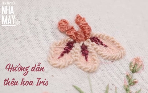Học thêu cơ bản: Hướng dẫn thêu hoa Iris (có mẫu in)