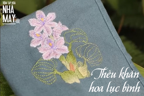 Hướng dẫn thêu khăn hoa lục bình (có mẫu in)