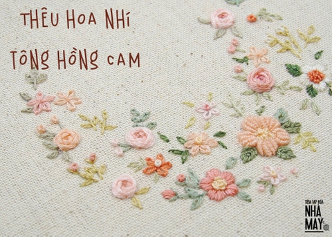 Thêu tông hồng cam với các mũi thêu cơ bản (có mẫu in)