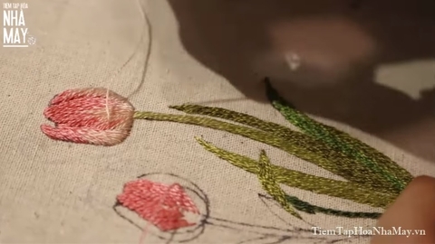 Hướng dẫn thêu hoa tulip (có mẫu in)