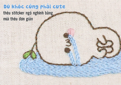 Thêu stitcker ngộ nghĩnh bằng mũi thêu đơn giản