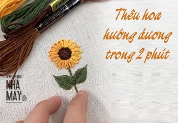 Học thêu hoa hướng dương trong 2 phút