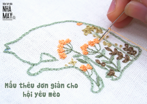 Mẫu thêu đơn giản cho hội yêu mèo