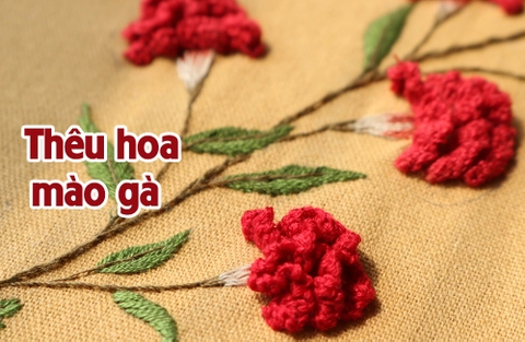 Hướng dẫn thêu hoa mào gà bằng mũi detached buttonhole stitch (có mẫu in)