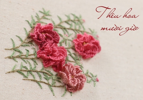 Thêu hoa mười giờ bằng mũi thêu Loose cast on stitch (có mẫu in)