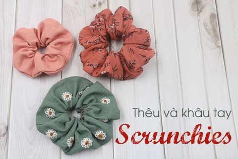 Hướng dẫn làm scrunchies đơn giản thêu bông daisy nhỏ xinh