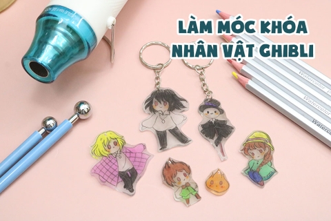 Làm móc khóa nhân vật Ghibli bằng nguyên liệu shrinky dink