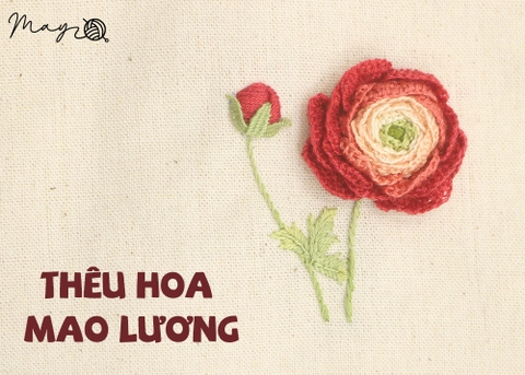 Thêu hoa Mao Lương bằng mũi thêu cơ bản (có mẫu in)