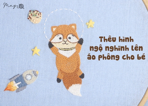 Thêu hình gấu trúc đỏ ngộ nghĩnh lên áo phông cho bé (có mẫu in)