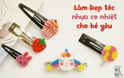 Làm kẹp tóc tông hồng đỏ từ nhựa co nhiệt