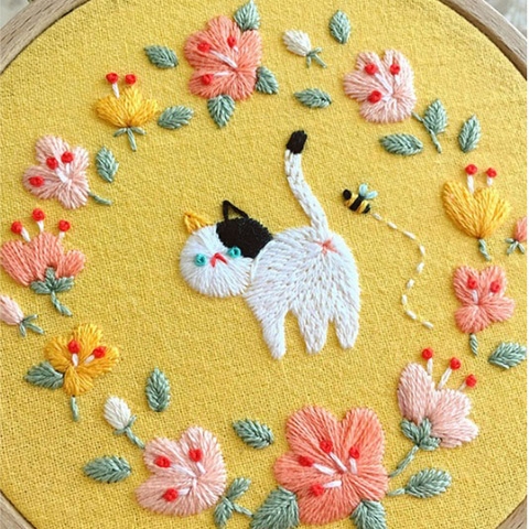 Hướng dẫn kit thêu tranh mèo