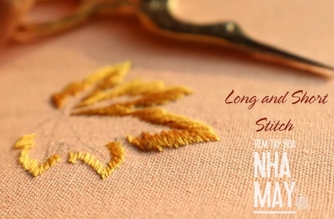 Bài 16: Hướng dẫn và ứng dụng mũi thêu đâm xô (Long & short stitch) - P2 (có mẫu in)