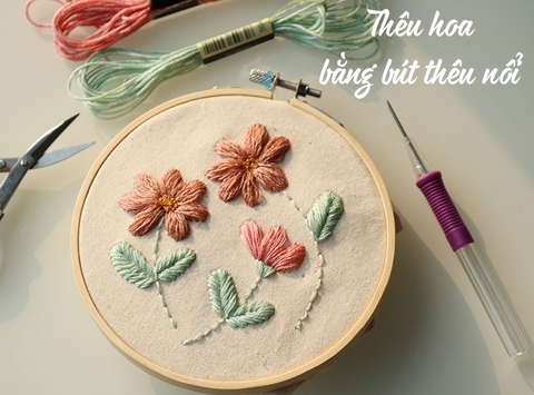 Hướng dẫn thêu hoa bằng bút thêu nổi (có mẫu in)