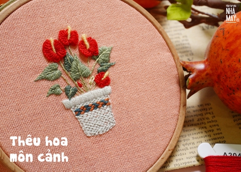 Thêu hoa môn cảnh với các mũi cơ bản nhất (có mẫu in)