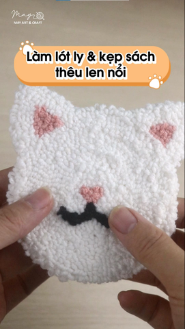 hướng dẫn làm lót ly, kẹp sách thêu nổi