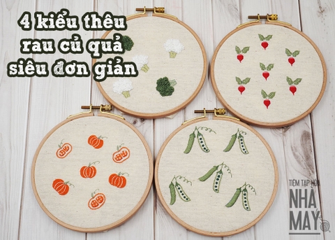 4 kiểu thêu rau củ quả siêu đơn giản (có mẫu in)