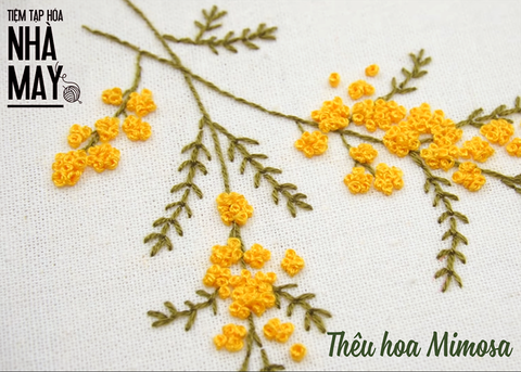 Thêu hoa Mimosa siêu dễ (có mẫu in)