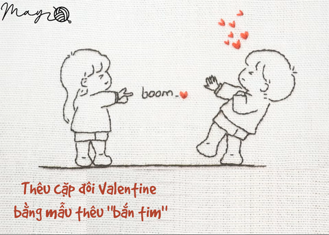 Thêu cặp đôi Valentine bằng 1 mẫu thêu 