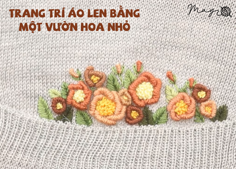 Trang trí áo len bằng một vườn hoa nhỏ (có mẫu in)